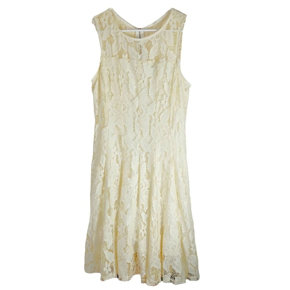 Ryan Michelle Ivory Floral Lace Mini Dress M